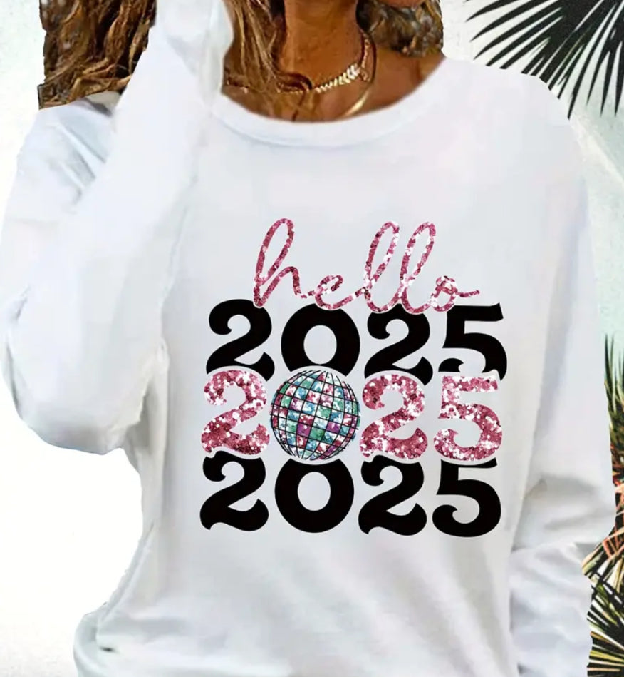 Hello 2025 Glitter Disco Tees